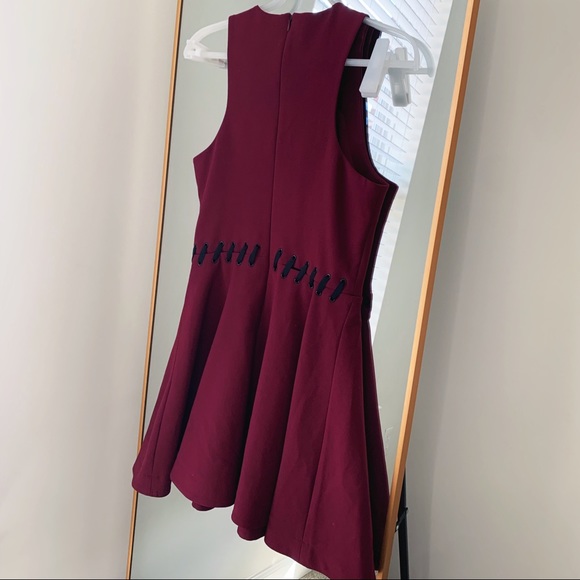 🍉Elizabeth and James Dress Carter Lace-Up Fit & Flare Sleeveless Burgundy - Picture 8 of 13